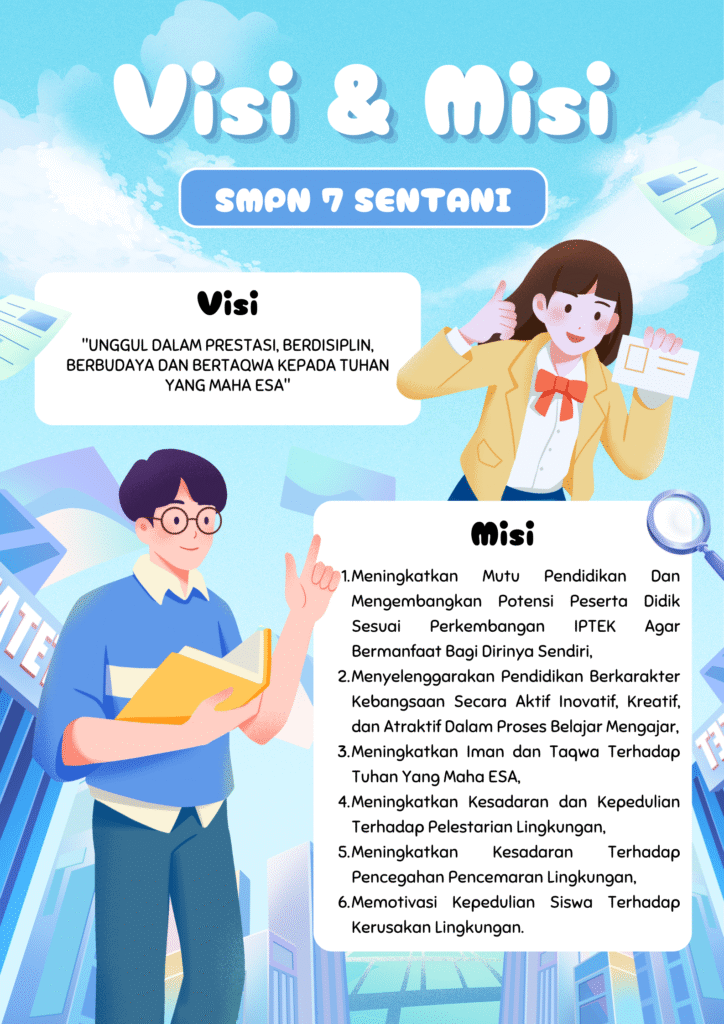 biru ilustrasi visi dan misi poster
